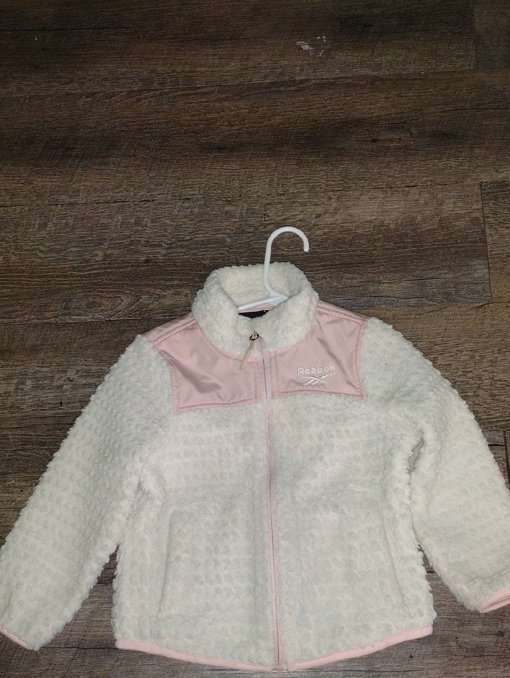Reebok Cream Sherpa Jacket with Pale Pink Yoke